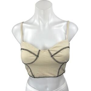 Princess Polly Beige Black Sleeveless Corset Bustier Cami Camisole Crop Top 6